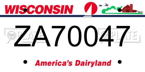 ZA70047 Wisconsin License Plate