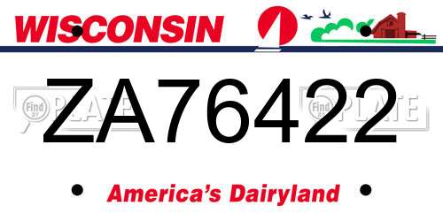 ZA76422 Wisconsin License Plate