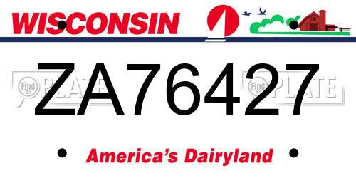 ZA76427 Wisconsin License Plate
