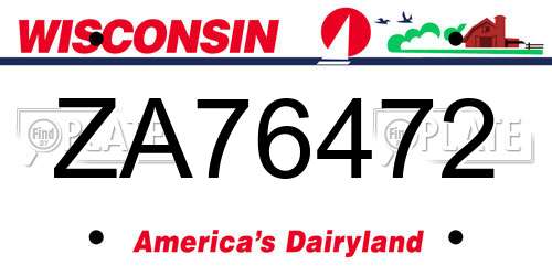 ZA76472 Wisconsin License Plate