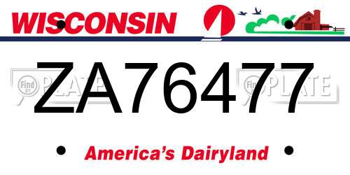 ZA76477 Wisconsin License Plate