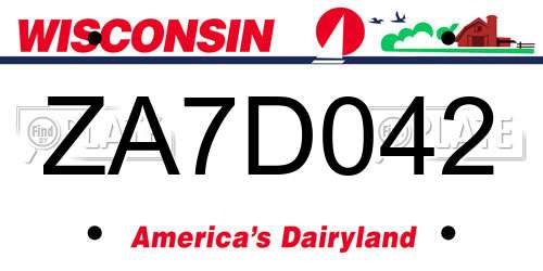 ZA7D042 Wisconsin License Plate