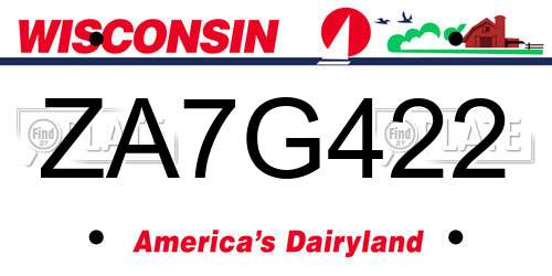 ZA7G422 Wisconsin License Plate