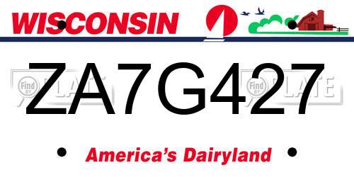ZA7G427 Wisconsin License Plate