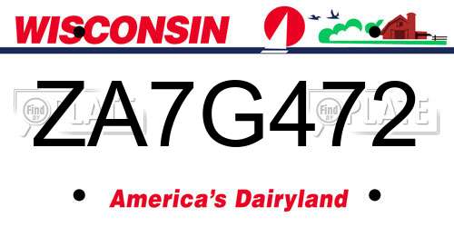 ZA7G472 Wisconsin License Plate