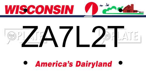 ZA7L2T Wisconsin License Plate
