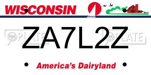 ZA7L2Z Wisconsin License Plate