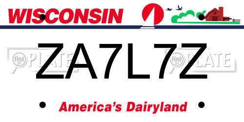 ZA7L7Z Wisconsin License Plate