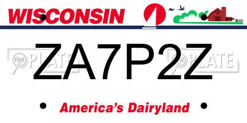 ZA7P2Z Wisconsin License Plate