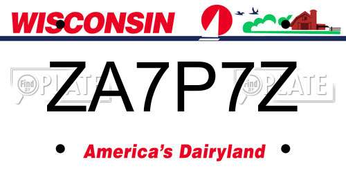 ZA7P7Z Wisconsin License Plate