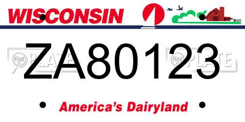 ZA80123 Wisconsin License Plate