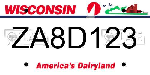 ZA8D123 Wisconsin License Plate