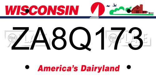 ZA8Q173 Wisconsin License Plate