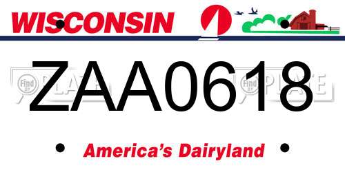 ZAA0618 Wisconsin License Plate