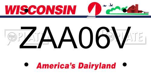 ZAA06V Wisconsin License Plate