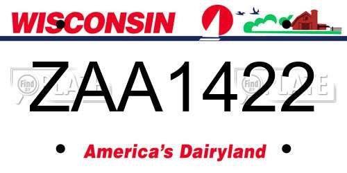 ZAA1422 Wisconsin License Plate