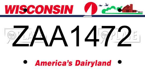 ZAA1472 Wisconsin License Plate