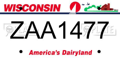 ZAA1477 Wisconsin License Plate