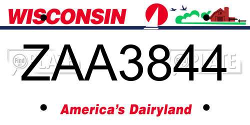 ZAA3844 Wisconsin License Plate