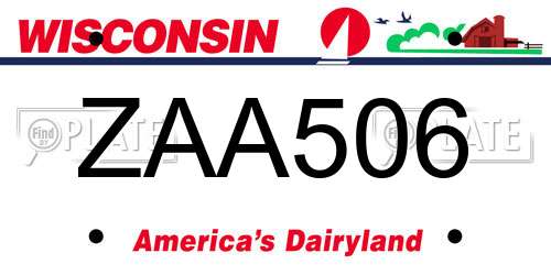 ZAA506 Wisconsin License Plate
