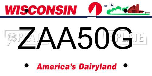 ZAA50G Wisconsin License Plate