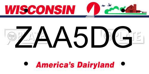 ZAA5DG Wisconsin License Plate