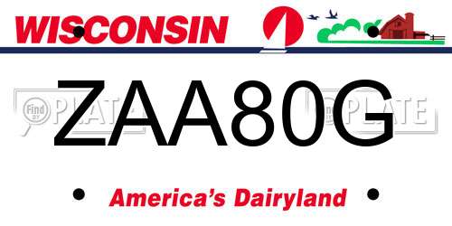 ZAA80G Wisconsin License Plate