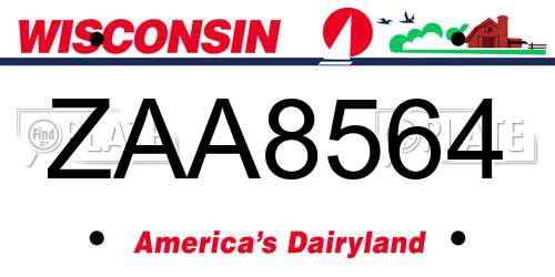 ZAA8564 Wisconsin License Plate