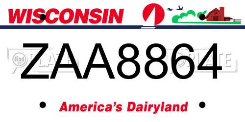 ZAA8864 Wisconsin License Plate