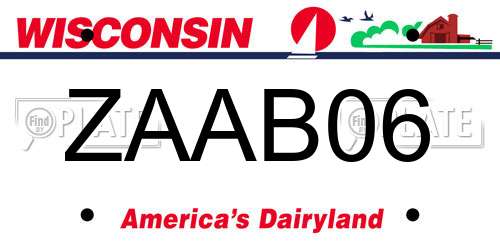 ZAAB06 Wisconsin License Plate