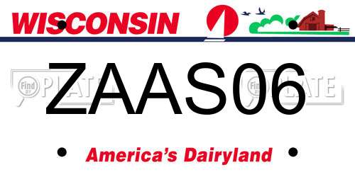 ZAAS06 Wisconsin License Plate