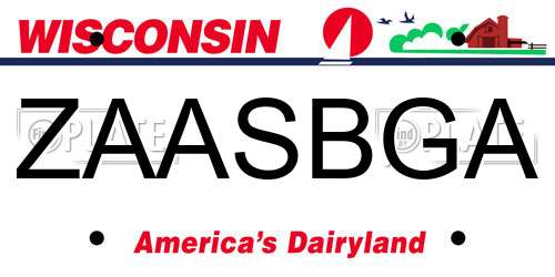 ZAASBGA Wisconsin License Plate