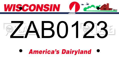 ZAB0123 Wisconsin License Plate