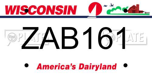 ZAB161 Wisconsin License Plate