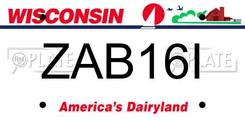 ZAB16I Wisconsin License Plate