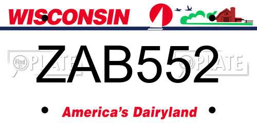 ZAB552 Wisconsin License Plate