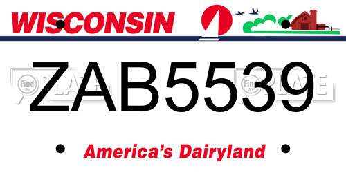 ZAB5539 Wisconsin License Plate
