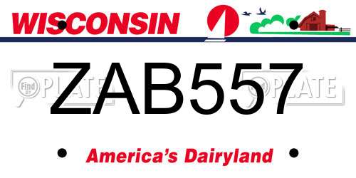 ZAB557 Wisconsin License Plate