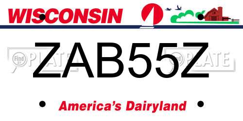 ZAB55Z Wisconsin License Plate