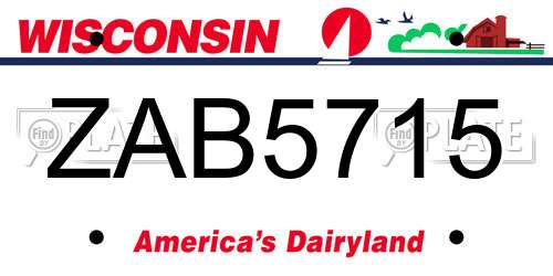 ZAB5715 Wisconsin License Plate