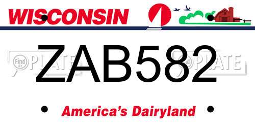 ZAB582 Wisconsin License Plate
