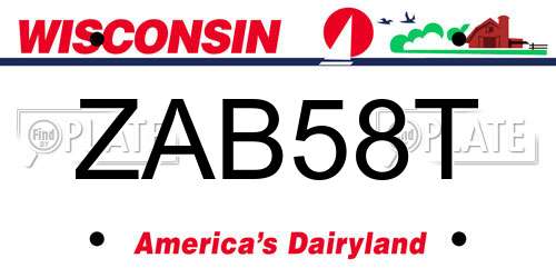 ZAB58T Wisconsin License Plate