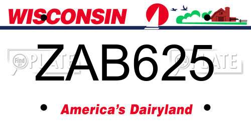 ZAB625 Wisconsin License Plate