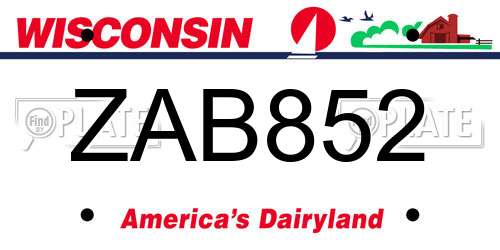 ZAB852 Wisconsin License Plate