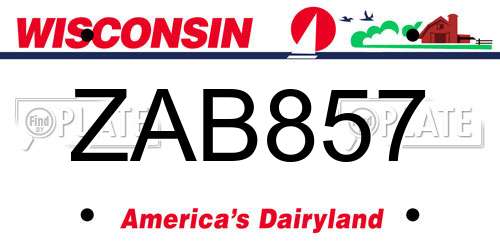 ZAB857 Wisconsin License Plate