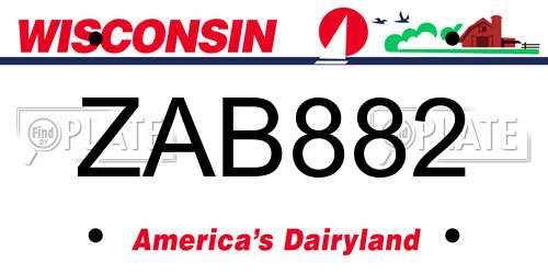 ZAB882 Wisconsin License Plate