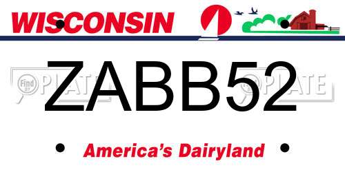 ZABB52 Wisconsin License Plate