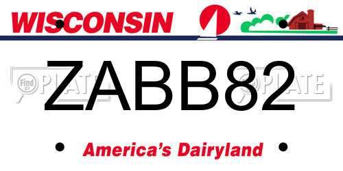 ZABB82 Wisconsin License Plate