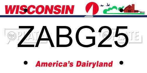 ZABG25 Wisconsin License Plate