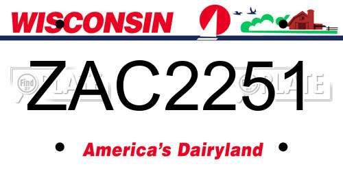 ZAC2251 Wisconsin License Plate
